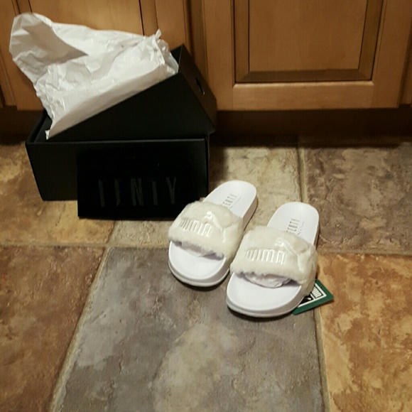 White Puma Ladycat Fur Slides