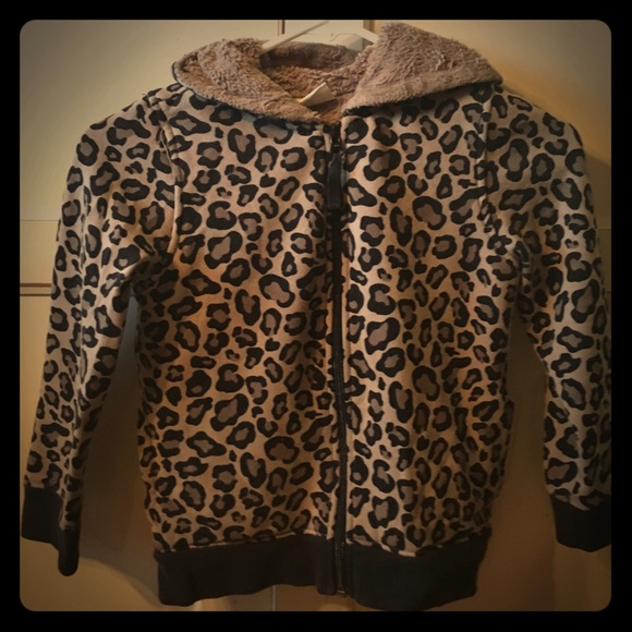 Crazy8 Animal print fur lined hoodie 6x
