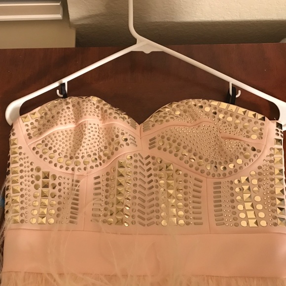 Bebe pink fun feather dress never worn