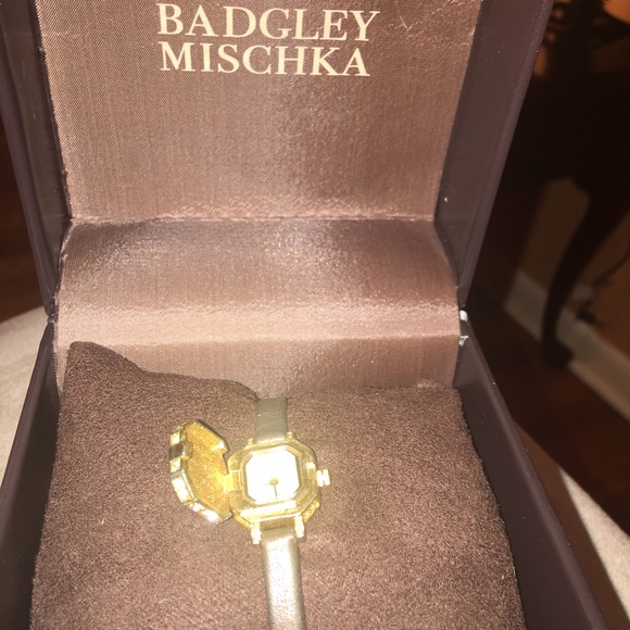 Leather & Swarovski crystal watch Badgley Mischka