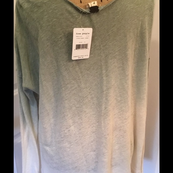 Free People Starry Night Linen Blend Tee NWT Small - Picture 3 of 4
