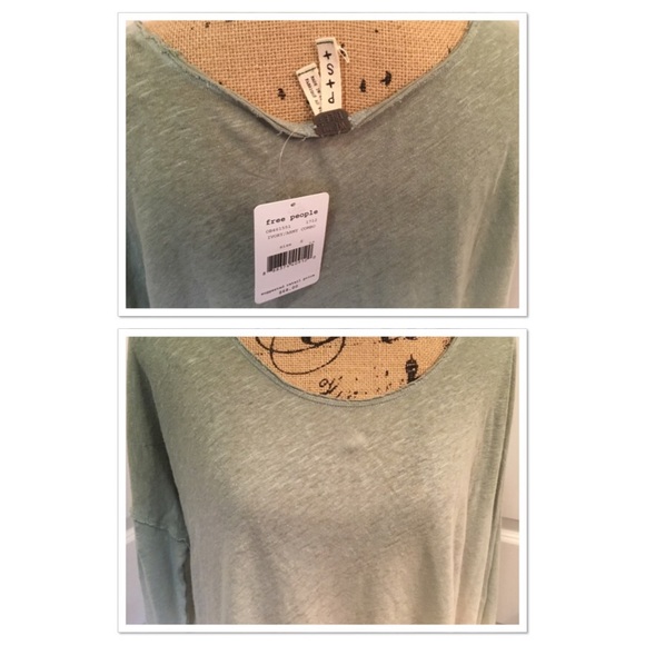 Free People Starry Night Linen Blend Tee NWT Small - Picture 4 of 4