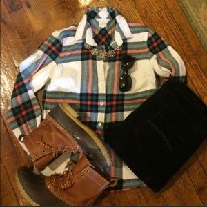 J Crew Rock Salt Plaid Flannel