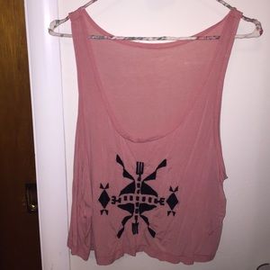 Brandy Melville Pink Tank with Black Embroidery