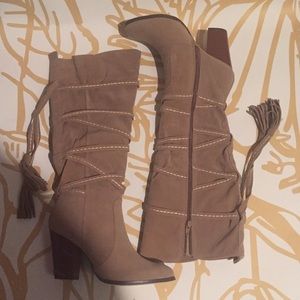 Faux suede over the knee boots