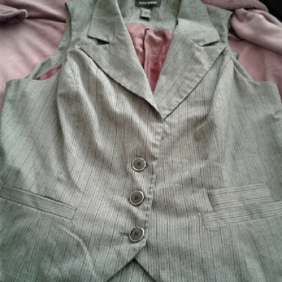 Gray Pin striped tailored vest and pant suit