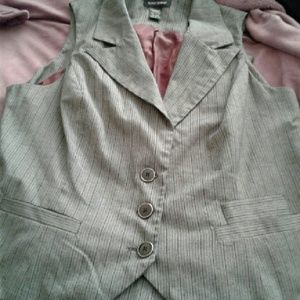 Gray Pin striped tailored vest and pant suit
