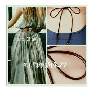 🆕DARK BROWN LONG CHOKER W/GOLD TIPS