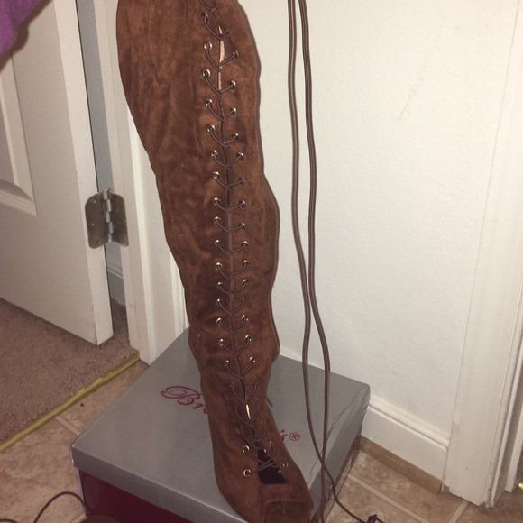 Brown thigh high