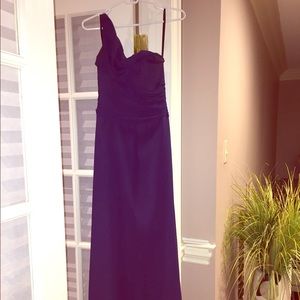 Navy One shoulder Bridesmaid Dress