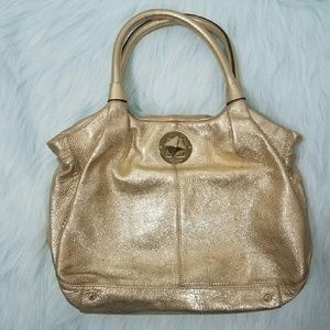 Kate spade gold shimmer hobo bag turnlock