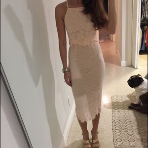 Blush lace midi dress