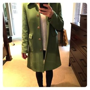 J.Crew bright green double cloth coat size 10