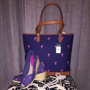 Ralph Lauren Flamingo Tote and Espadrilles Set