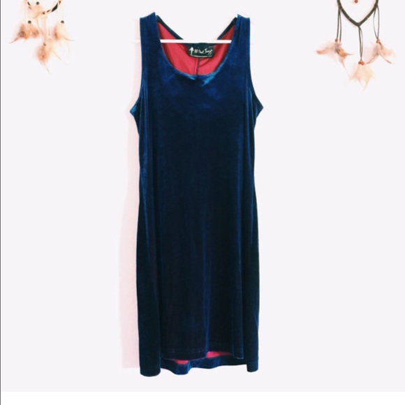 Vintage All That Jazz Dress Blue Velvet Mini Dress