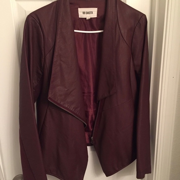 Burgundy Faux Leather Blazer