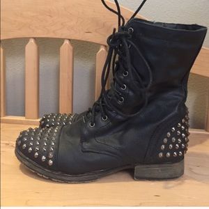 Spiked leather boots