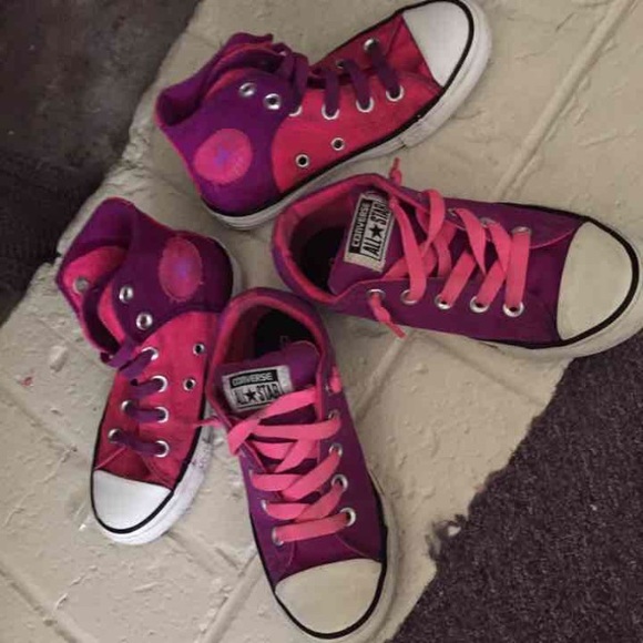Converse girls size 12 and 1 pink and purple