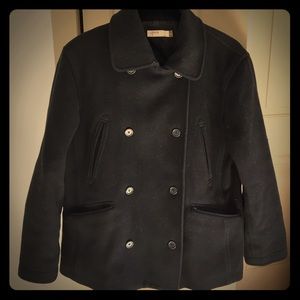 J.Crew Classic Black Wool Peacoat Size M