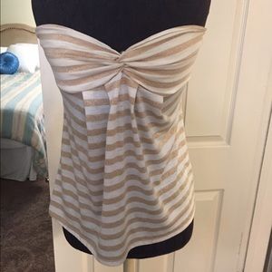 Mermaid Gold Striped Empire Waist Tube Top