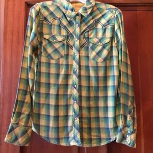 Plaid button down long sleeve shirt