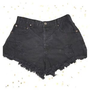 Forever 21 | Distressed Black Denim Shorts