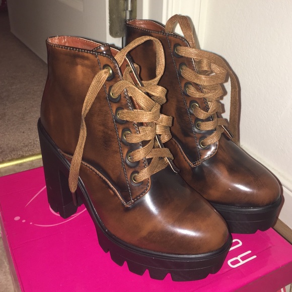 Brown chunky heels