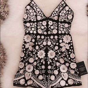Needle & Thread Aubergine embroidered Playsuit