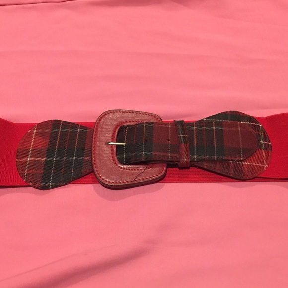 Accessories - Elastic red and plaid belt