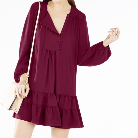 BCBGMAXAZRIA Juli Ruffled Peasant Dress