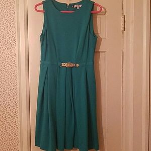 turquoise belted dress