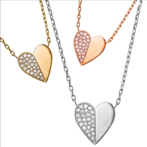 Classic Heart Rhinestone Necklace - Gold