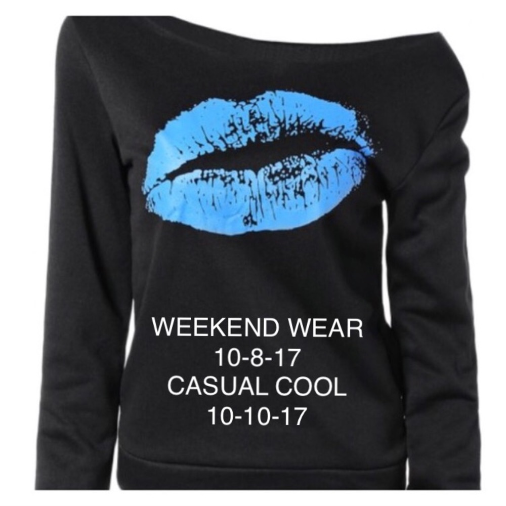 Sealed with a kiss fleece black & blue top💋 - Picture 1 of 6