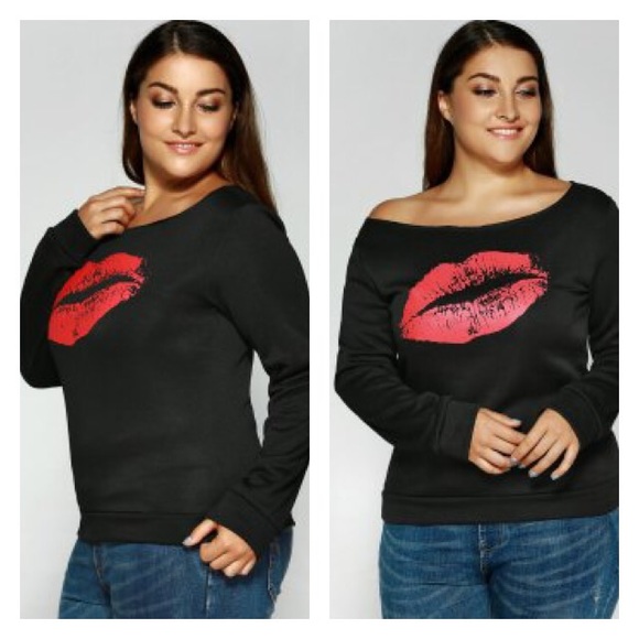 Sealed with a kiss fleece black & blue top💋 - Picture 5 of 6