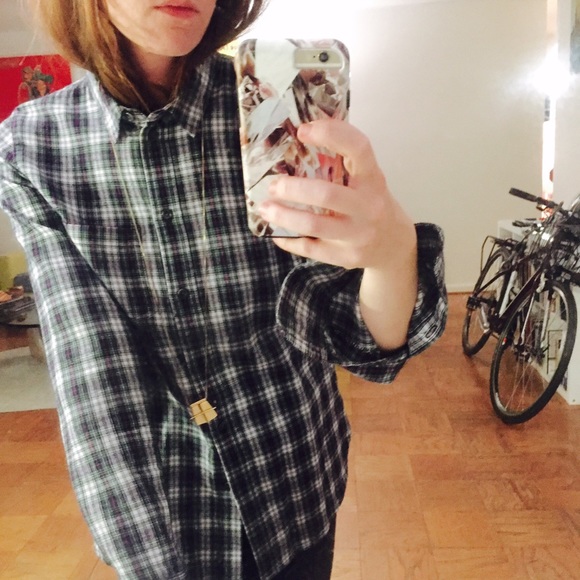 Madewell flannel slim boyshirt in lawndale plaid,m