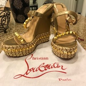 Christian Louboutin Gold Wedges