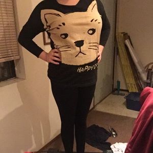 😺Happy cat black 3/4 shirt