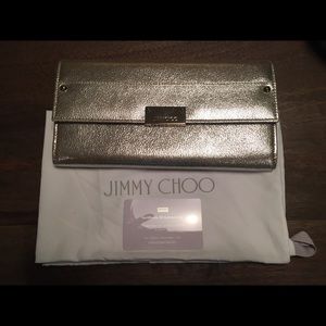 Jimmy Choo 'Reese' clutch in stunning silver.