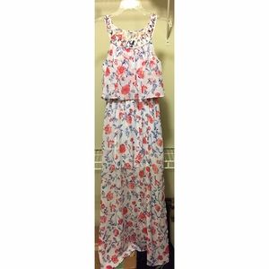 Want and Need - Floral Lattice Neck Maxi Dress