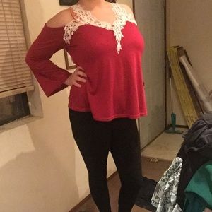 Red long sleeve with lace ❤️