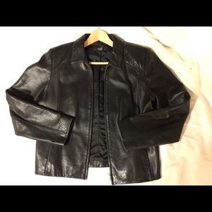 Black Leather Jacket - Alfani - EUC