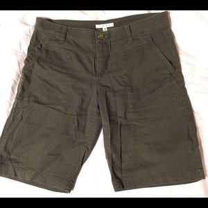 CAbi Cotton Blend Cuff-able Green Shorts