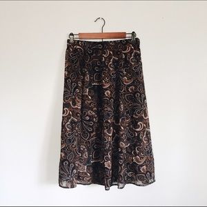 Printed paisley midi skirt