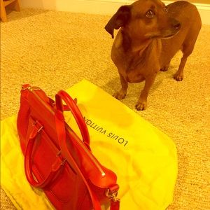 Red Louis Vuitton hand bag