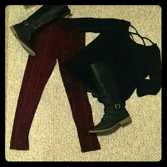 Red And Black Leggings