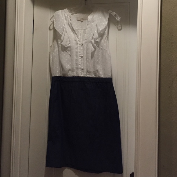 White and denim sleeveless dress