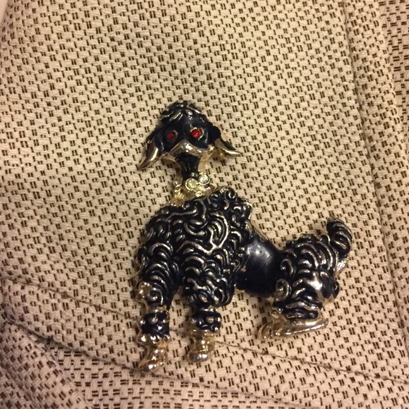 Adorable red eyed Poodle Dog Brooch