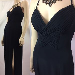 Niteline Della Roufogali Draped Long Black Dress