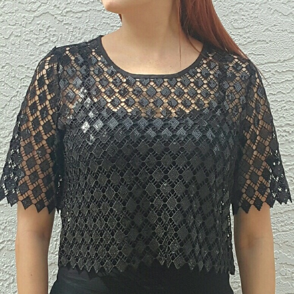 Glitter Lace Crop