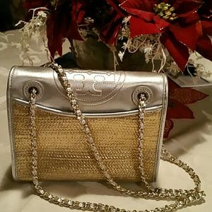 tory burch fleming metallic